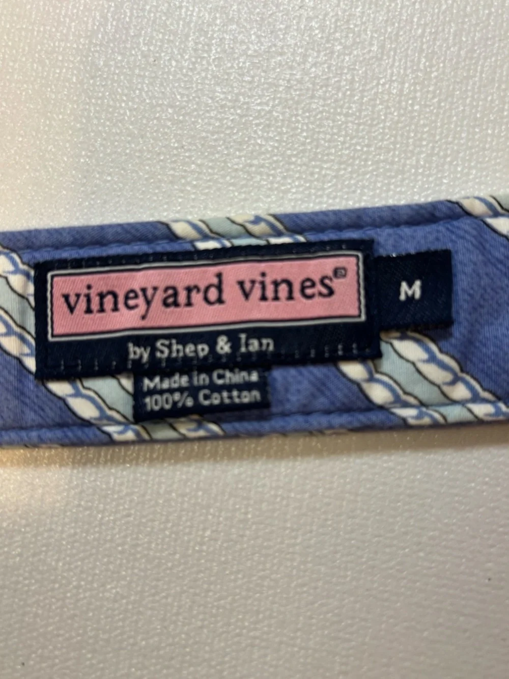 Vineyard Vines Blue Rope Print D-Ring Cotton Belt Medium Preppy Nautical